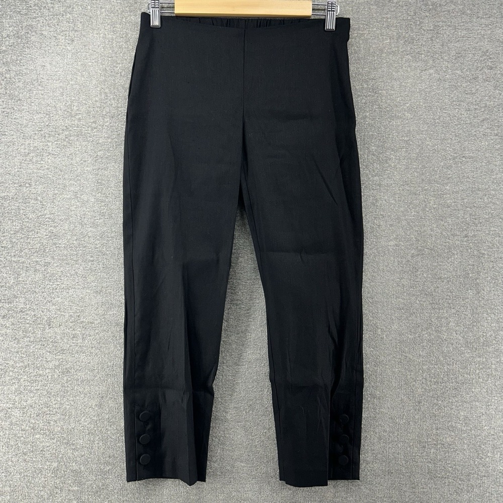 J Jill Linen Stretch Cropped Pants Women Size XS Petite Black Casual
